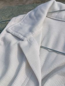 White Ribbed Polo Tank Top