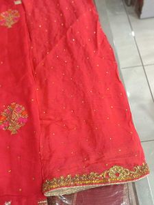 Red Embroidered Dress Material