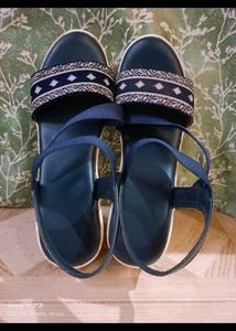 Navy Blue Platform Sandals