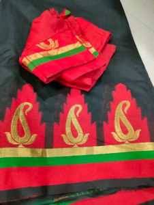 Elegant Saree with Border🖤❤️
