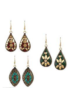 Hand Made Tibetan  Combo 3pairs Of Earrings