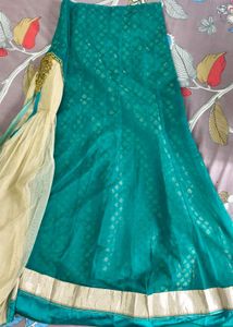 Teal & Gold Ghagra