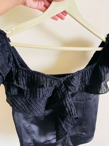 Black Ruffle Corset Top