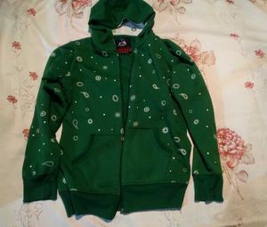 Green Patterned Zip-Up Hoodie