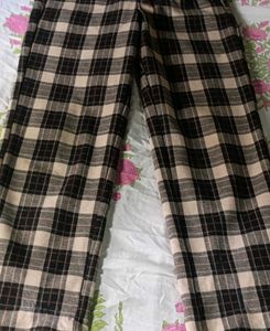 Checked Wide Leg Pants