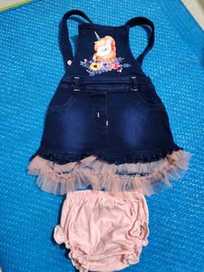 Cute Unicorn Denim Dress Set