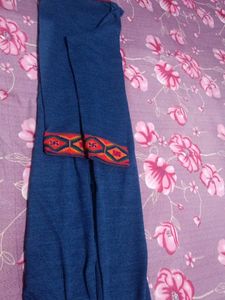Boho Chic Blue Dress with Geometric Trim