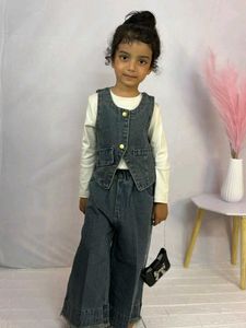 Cute Denim Vest & Pants Set