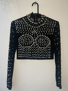 Pearl Embedded mesh Black Top Heavy