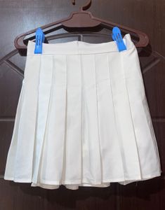 White Pleated Mini Skort