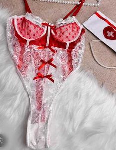 Red &amp; White Teddy Lingerie