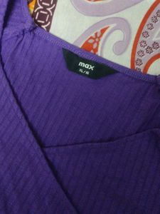 Purple Ribbed Knit Top