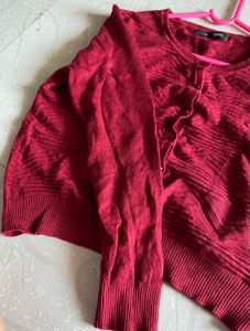 New Silk Red Button-Down Cardigan, size:xl