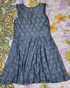 Glamorous Blue Net Cutout Floral Dress