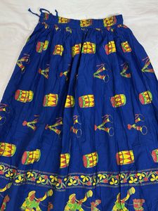 Elegant blue skirt with lace border