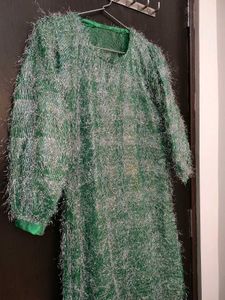 Green Georgette Kurti with Shimmery Work 🤩