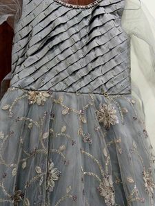 Girl&#39;s Grey Embroidered Dress