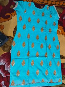 Sea Green Color Full Cotton Dress....