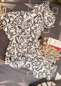Cute Blue Crop Top With Bow Detailing In Back