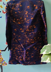 Dark Blue Print Indo Western Sherwani 😍