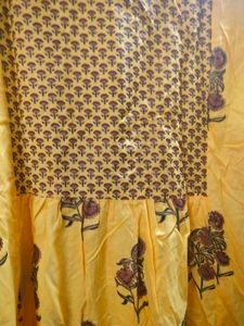 A Line Mustard Yellow Kurti With Duppata, NO PANT