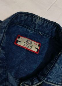 oversized Denim Patchwork Shirt🩵