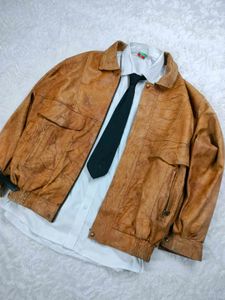 brown leather jacket pure