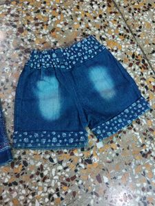 Cute Denim Shorts Set