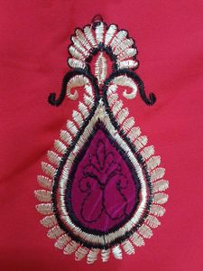 Elegant dark orange Embroidered Saree