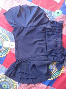 Stylish Navy Blue Ruffle Sleeve Top