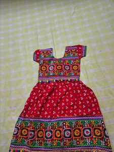 Red Embroidered Girls Dress