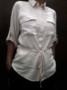 Cream Drawstring Shirt