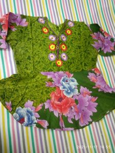 Pure Cotton Embroidered Peplum Top