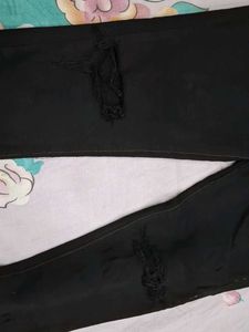 Black High-Waisted Ripped Jeans