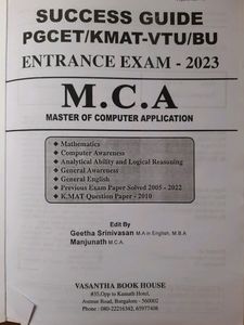 Pgcet MCA Entrance Exam Book