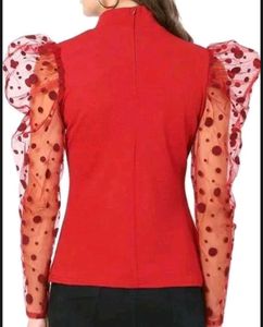 Red Polka Dot Sleeve Top