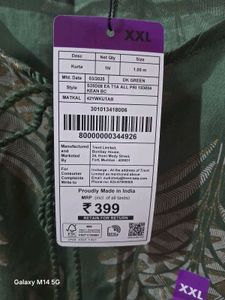 Green Floral Print Kurti XXL
