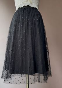 Black polka dot tulle skirt