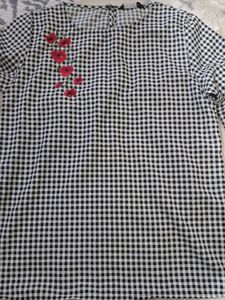 Gingham Floral Embroidered Top
