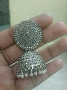 Silver Jhumka Earrings