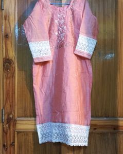 Peach Embroidered Kurti