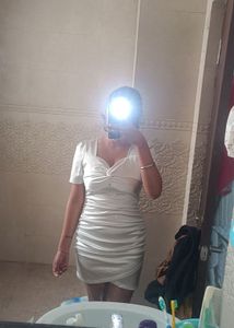 White Satin Mini Dress free size