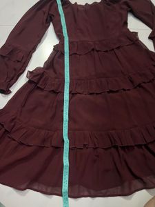 Beautiful Maroon Flared One Piece Dress