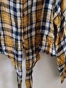 Plaid Tie-Front Blouse
