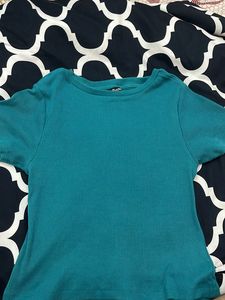 Zudio Ribbed Green Crop Top
