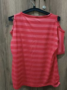 Striped Cold Shoulder Tee