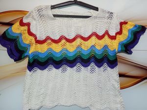 Rainbow Crochet Knit Top