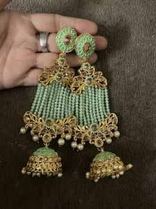 Sea Green Elegant Jhumka Earrings