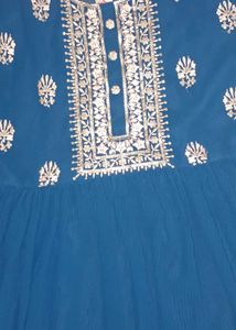 Elegant Navy Blue Embroidered Dress