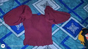 Cinched Maroon Crop Top